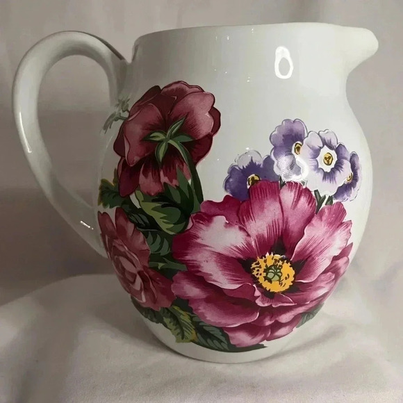 Large Floral  ceramic pitcher/jug - Picture 4 of 6